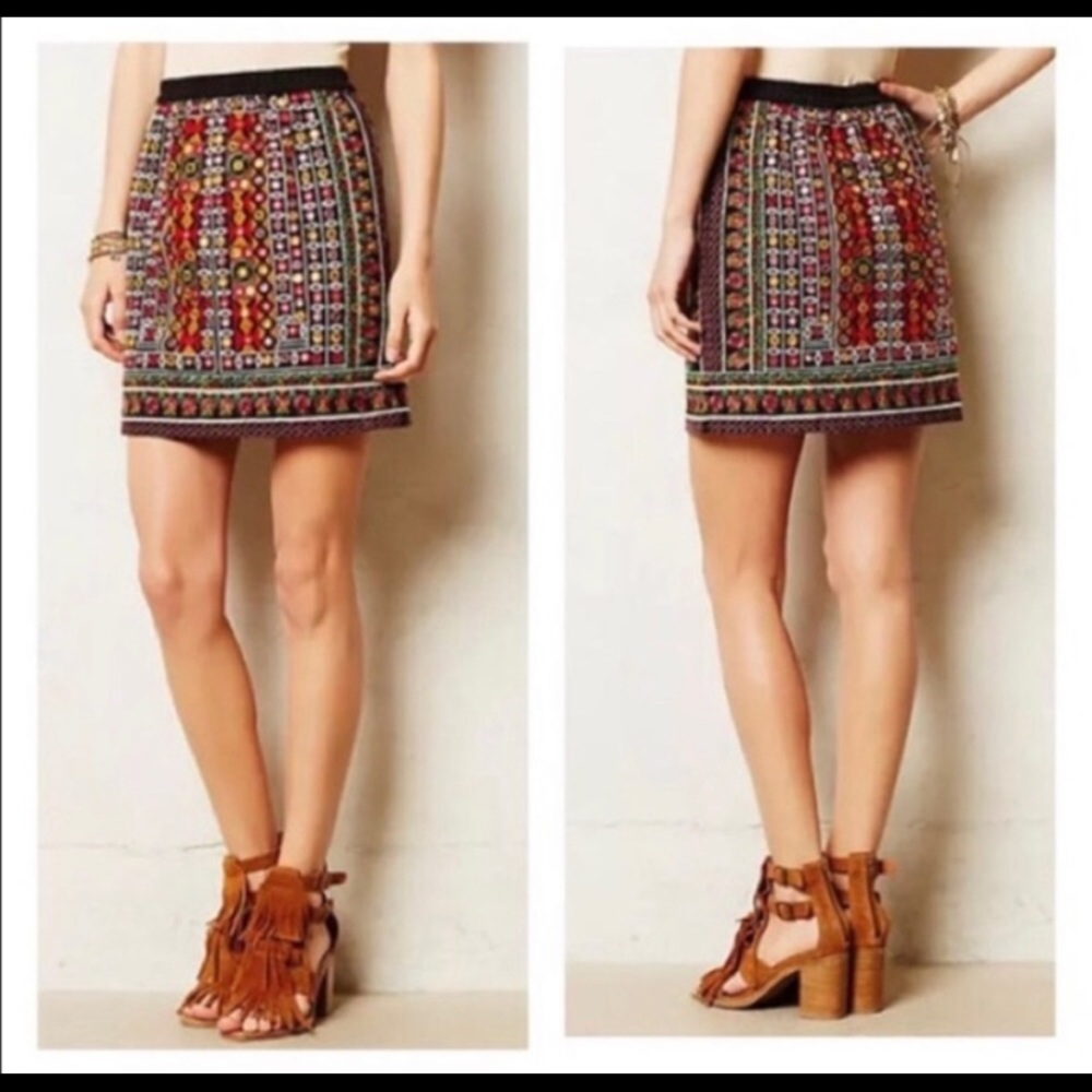 Anthropologie Tolani Michelle Black mirrored skirt